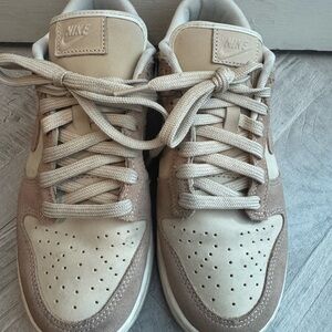 Nike Beige and Tan Low-Top Sneakers